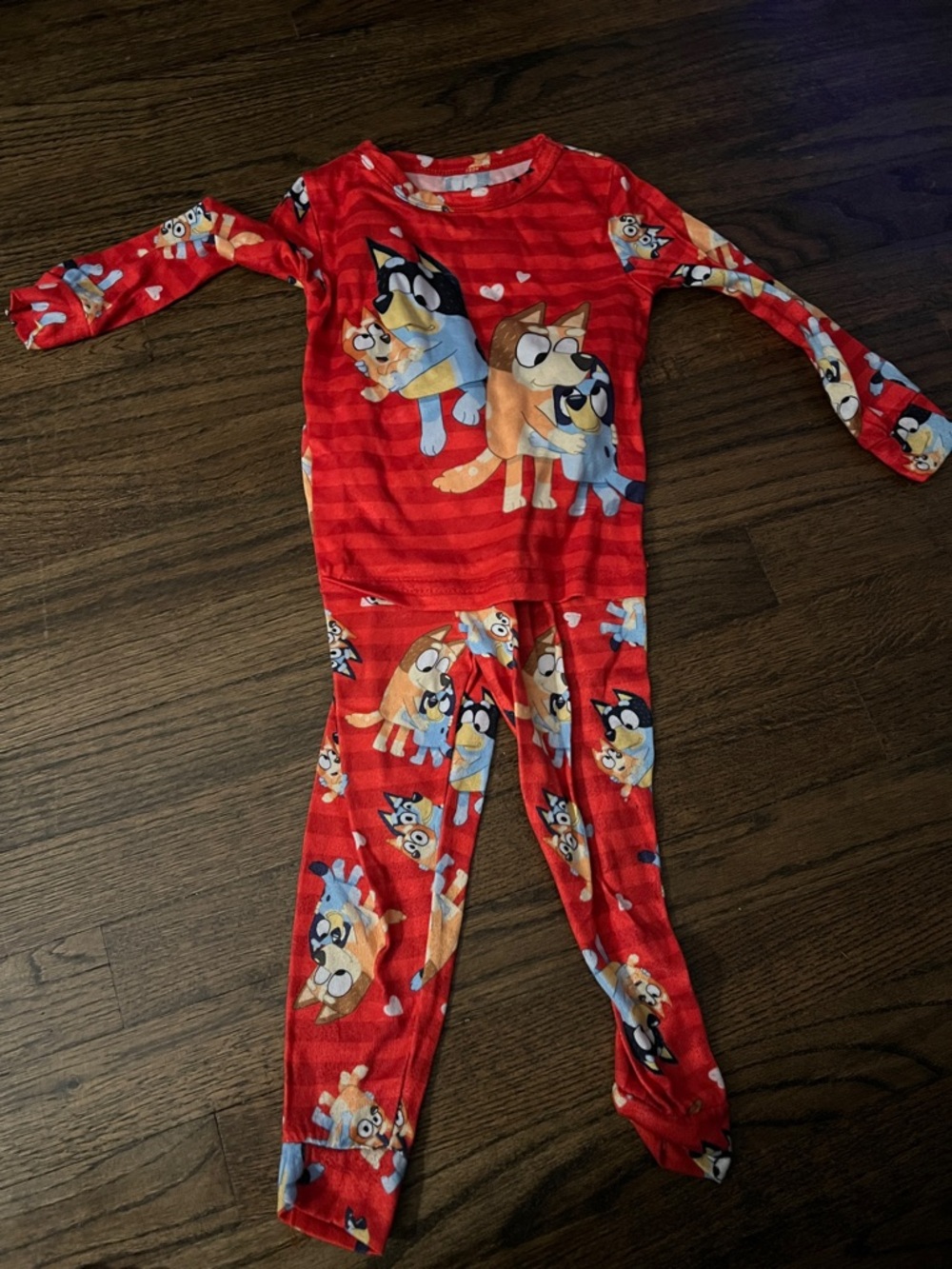 Red Bluey-Print Kids Pajama Set